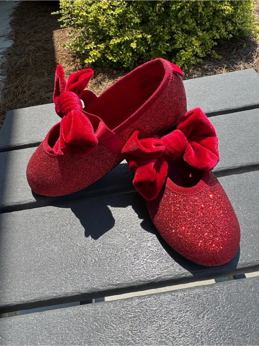 H&M Sparkling Red Bow Girls Dress Flats